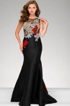 Jovani - Floral Embellished Mermaid Dress 46901