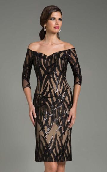 Feriani Couture - 18528s Abstract Printed Cocktail Dress