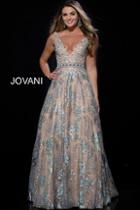 Jovani - 54586 Embellished Plunging V-neck A-line Dress