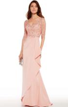 Alyce Paris - 27242 Quarter Sleeve Beaded Lace Wrap Gown