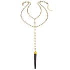 Heather Hawkins - Double Y Gemstone Necklace In Black Bone Spike W/ Labradorite