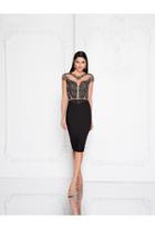Terani Couture - 1811c6013 Embellished High Neck Sheath Dress