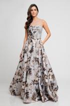 Terani Couture - 1723m4619 Floral Printed Illusion Evening Dress