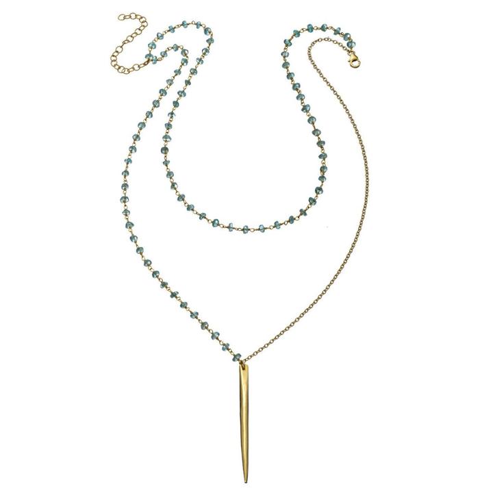 Heather Hawkins - Asymmetrical Tiny Dagger Drape Necklace