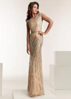 Jasz Couture - 1404 Embellished Bateau Sheath Dress