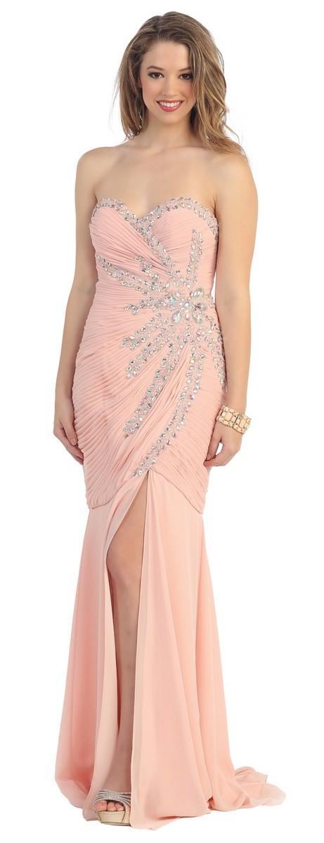 Fashionable Embellished Strapless Ruched Bodice Long Dress