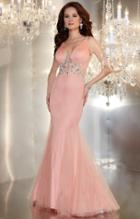 Panoply - 44239 Bejeweled Deep V-neck Mermaid Dress
