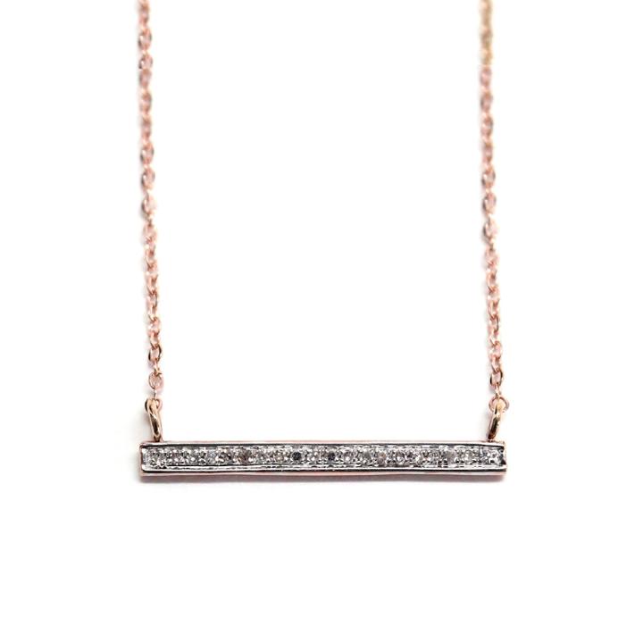 Rachael Ryen - 14k Rose Gold Diamond Bar Necklace