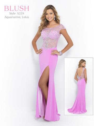 Blush - X229 Beaded Illusion Fitted Evening Dress