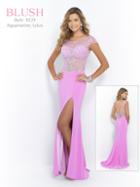 Blush - X229 Beaded Illusion Fitted Evening Dress