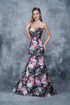Nina Canacci - 5107 Strapless Floral Print Evening Gown