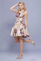 Nox Anabel - 6340 Sleeveless Floral Print Jacquard Short Dress
