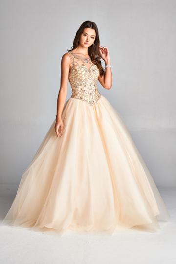 Aspeed - L1859 Embellished Illusion Scoop Quinceanera Ballgown