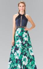 Elizabeth K - Long Halter Floral Gown Gl2302