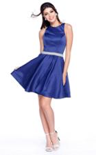 Shail K - Jeweled Waist Sleeveless Short Dress 4018