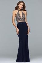 Faviana - S10003 Two Piece Halter Trumpet Dress