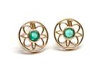 Rachael Ryen - 14k Gold Emerald Round Vintage Style Earrings