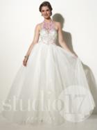 Studio 17 - Rhinestone Embellished Halter Top Ball Gown 12640