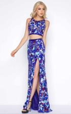 Cassandra Stone - 1062a Abstract Floral Sequined Gown