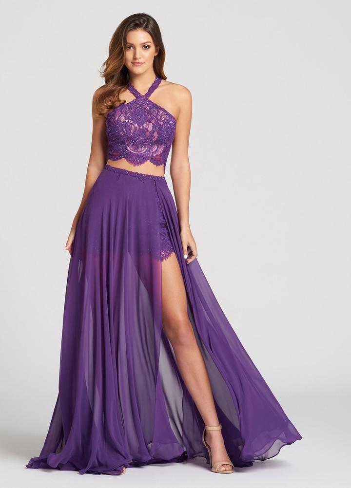 Ellie Wilde - Ew118109 Three Piece Lace Embellished Chiffon Dress