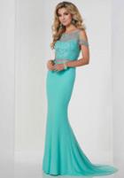 Tiffany Homecoming - 46116 Beaded Cold Shoulder Fitted Evening Gown