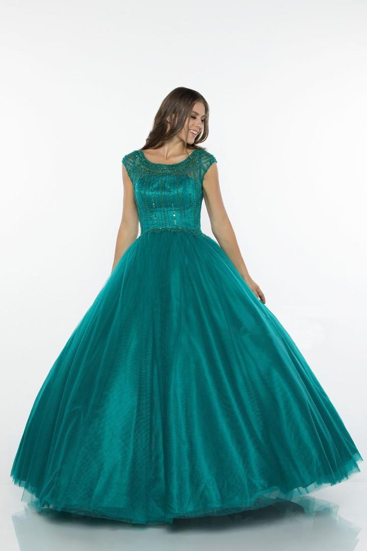 Milano Formals - E2322 Bedazzled Scoop Neck Ballgown