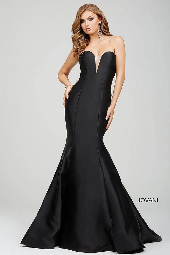 Jovani - Strapless Deep Cut Sweetheart Mermaid Gown 31508