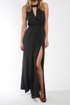 Donna Mizani - Draped Halter Gown In Black