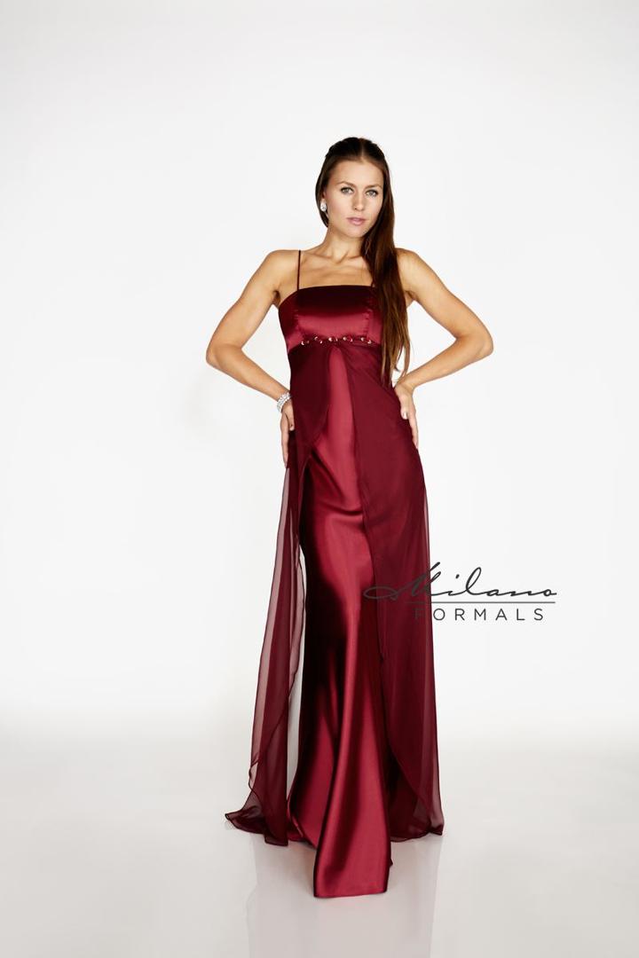 Milano Formals - Long Empire Waist Spaghetti Strap Gown F1116