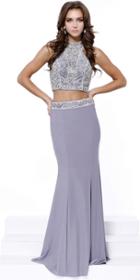 Nox Anabel - 8218 Two Piece High Neck Beaded Long Gown