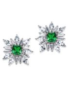 Cz By Kenneth Jay Lane - Emerald Cushion Starburst Earring