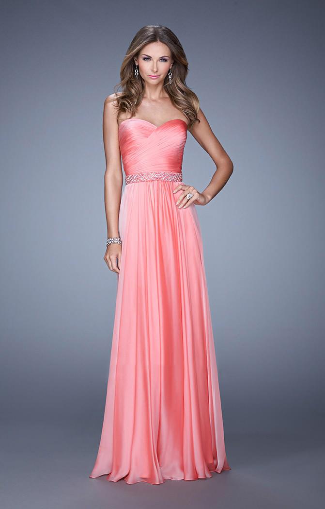 La Femme - 20527 Wrap Ruched Chiffon Gown