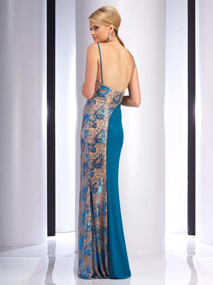 Clarisse - 2817 Sequined Contrast Panel Gown
