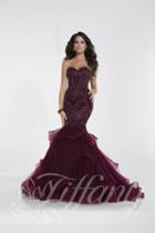 Tiffany Designs - 16296 Beaded Sweetheart Tiered Ruffled Mermaid Dress