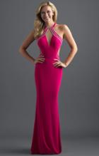 Madison James - 18-631 Halter Fitted Cutout Jersey Dress