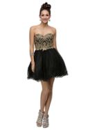 Dancing Queen - 9100 Strapless Embroidered Cocktail Dress
