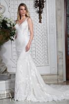 Rachel Allan Bridal - Lace V-neck Tulle Mermaid Dress M639