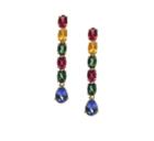 Tresor Collection - 18k Yellow Gold Earring With Multicolor Stones