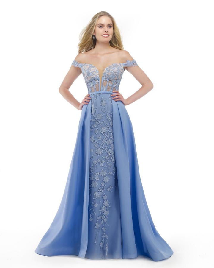 Morrell Maxie - 15840 Floral Embroidered Off Shoulder Gown