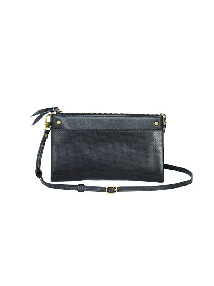 Mofe Handbags - Sonder Perforated Crossbody Wallet Black/brass
