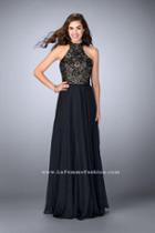 High Neck Halter Style Lace Top Chiffon Prom Dress 23754