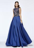 Tarik Ediz - 93197 Pleated Jewel A-line Dress