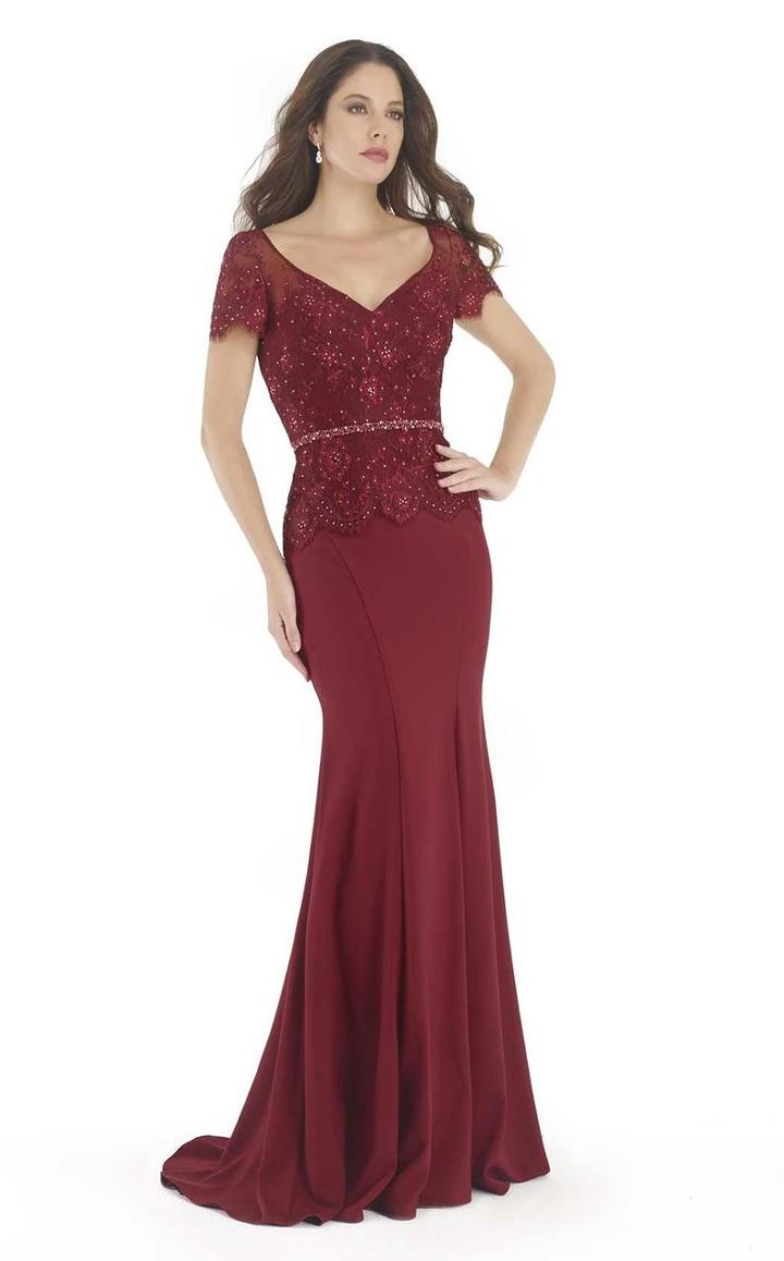 Morrell Maxie - 15726 Embellished V-neck Trumpet Dress