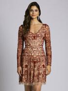Lara Dresses - 33414 Beaded Long Sleeve A-line Dress