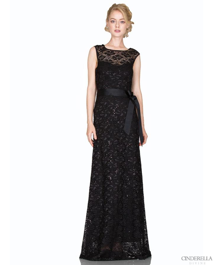 Cinderella Divine - Lace Cap Sleeve Illusion Bateau Sheath Dress