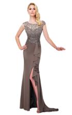 Montage By Mon Cheri - Cap Sleeve Beaded Jersey Gown 117911