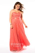 Sydney's Closet - Sc7145 Plus Size Dress In Dark Coral