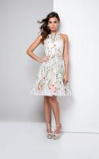 Terani Couture - Floral Illusion Neckline A-line Cocktail Dress 1711p2252