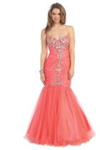 Strapless Sequined Mermaid Tulle Long Dress