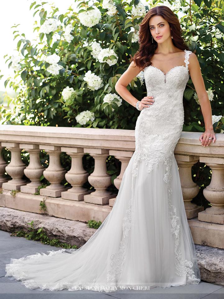 Enchanting By Mon Cheri - 117194 Appliqued Lace Mermaid Wedding Gown